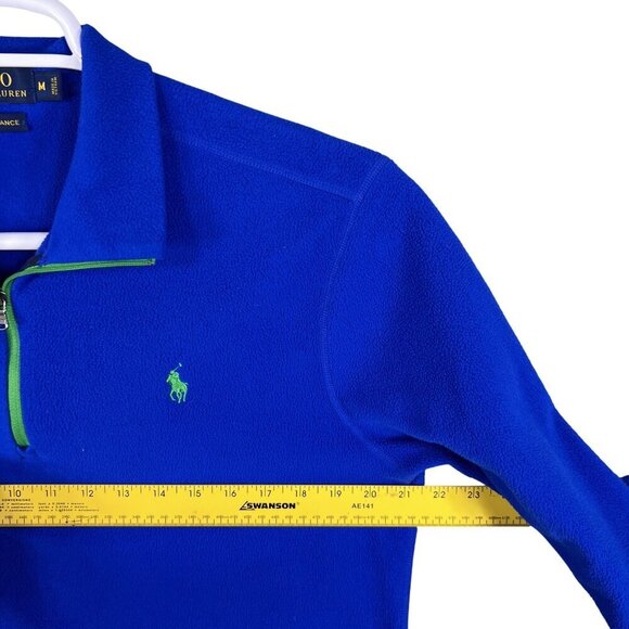 Polo Ralph Lauren Performance Men M 1/4 Zip Fleece Blue Pullover Logo Athleisure - Picture 8 of 13